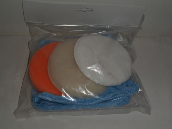 Polijstpads set Polijstset met schuimpad, wolpad en microvezeldoek in verpakking
